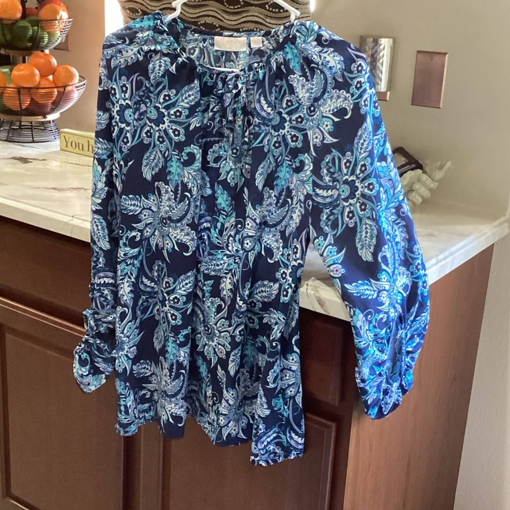 Navy Floral Women's Blouse